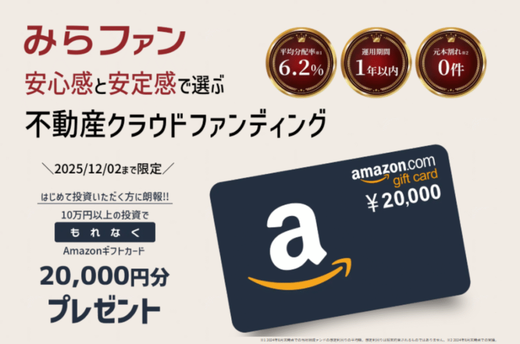 【期間限定｜10万円出資→アマギフ2万円還元】みらファン新ファンドが“実質＋20％”で激アツ【徹底解説】