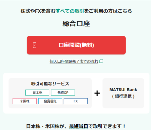 まずは総合口座開設と信用取引口座の準備をします。